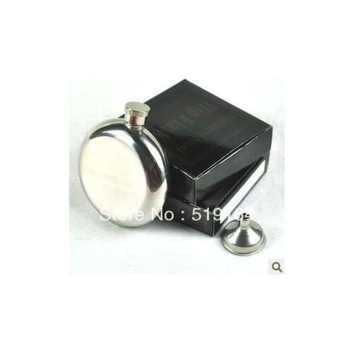 Portable 5OZ Liquor Round Mirror Glazing Hip Flask Wine Pot Flagon with Funnel