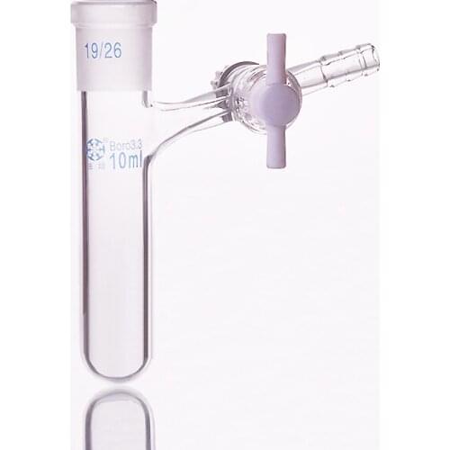 Reaction tube with PTFE valve and standard ground mouth,Capacity 10ml and joint 19/26,High borosilicate glass