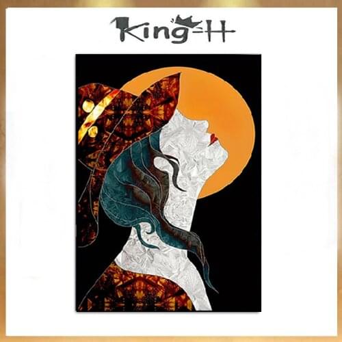 Hand-painted figure painting Nordic sexy girl hair wall art canvas painting abstract colorful decorative wall hall corridor