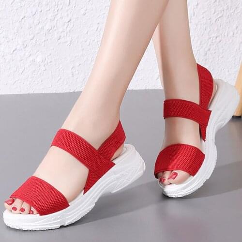 2021 Summer Retro Womens Sandals Sewing Women Casual Wedge Shoes Woman Comfortable Open Toe Gladiator Hook Loop Female Shoes