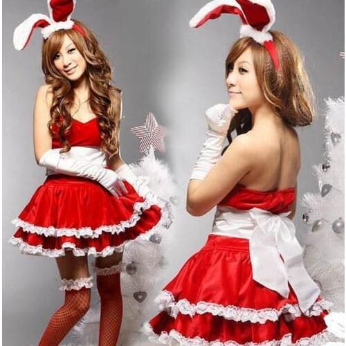 Sexy Cute Lovely Bunny Suit Christmas Costume Noel Femme Adulte Santa Sexy Costumes Cosplay Costume For The New Year WL161