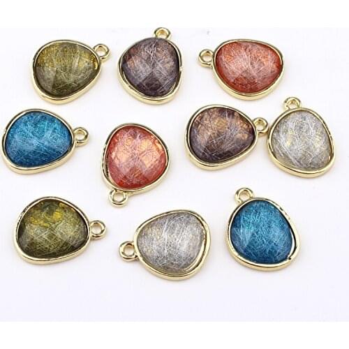 10pcs Fashion Irregular Dangle Earring Resin Charms Pendant Findings Ear Drop Necklace Pendants Gold Charms Jewelry Making C59