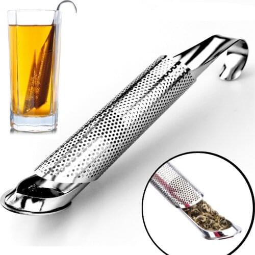1Pcs Stainless Steel Tea Infuser Pipe Shape Design Tea Strainer Spoon Infuser Filter Cup Hanging Teaware Kitchen Tool