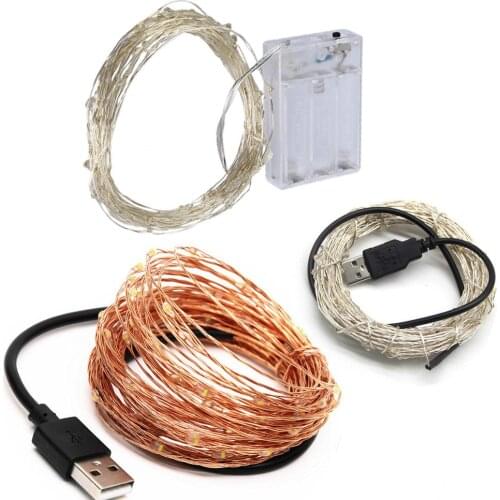 LED String light Copper Wire Fairy warm white Garland Home Christmas Wedding Party Decoration Powered by Battery batter USB 10m