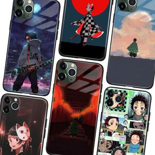 Tanjiro Kamado Kimetsu no Yaiba Anime Phone case Tempered Glass For iPhone SE 6s 7 8 Plus X XR XS 11 Pro Max Cover Shell