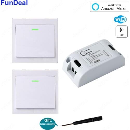 WiFi Smart Switch DIY 433Mhz Wireless Remote Control 1CH RF Receiver Smart Home 110V 220V Lights Switches Work With Amazon Alexa