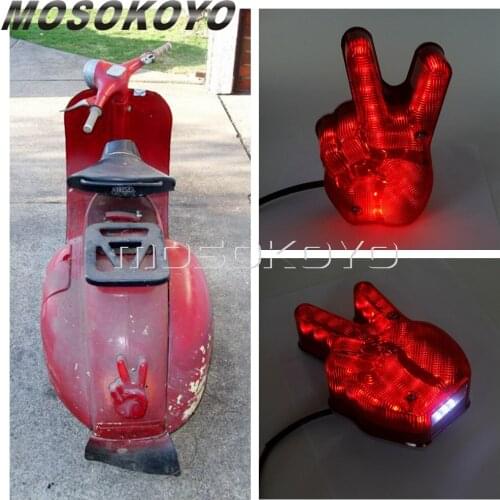 Victory Style Motorcycle Universal 12v LED Taillights for Harley Cafe Racer Custom Red Brake Tail Light w/ License Plate Lamp
