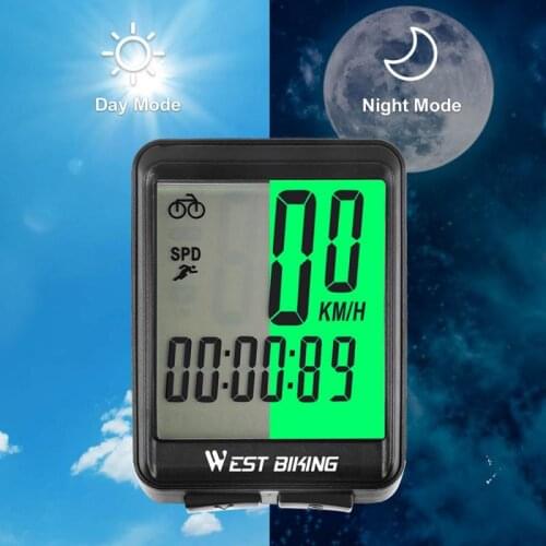 WEST BIKING Bike Speedometer Riding Equipment Code Table WhiteGreen Light Wired Wireless Bicycle Computer Bike Accessories
