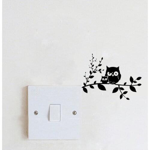 Funny Owl Switch Sticker Cartoon Wall Stickers For Kids Rooms 2WS0211