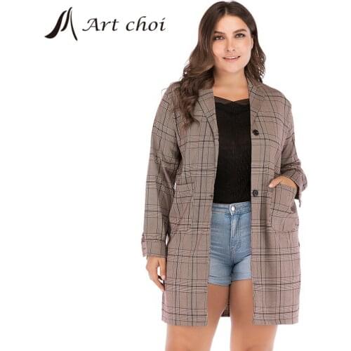 Elagant Women Oversized Tweed Plaid Blazers Jacket Fashion Spring Autumn Work Office Lady Suit Slim Business Female Coat Talever