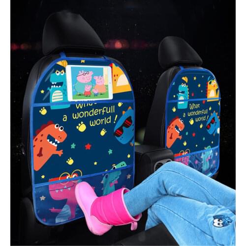 Car seat back Organizer Support tablet Cartoon Hanging bag Protector dust-proof for Children/ Baby kick Mat car seat cover 1pc