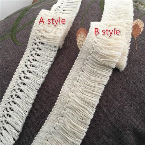 10Yard/Lot Handmade DIY 4CM Cotton lace trim tassel fringe accessories beige clothing curtain table sweater decorative