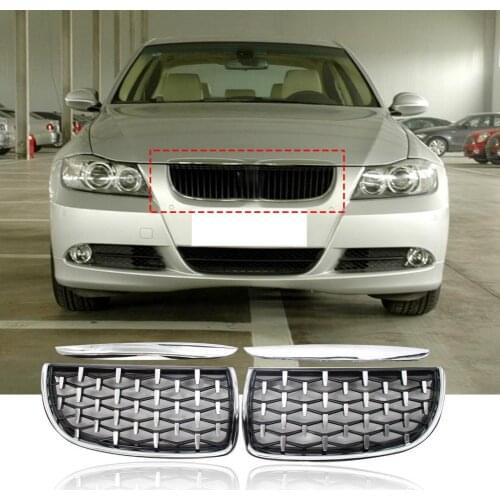 2Pcs Car Grille Meteor Type Modified Parts ABS Front Kidney Diamond Style Grille 51137120007 51137117241 51137117242 for BMW 3 S