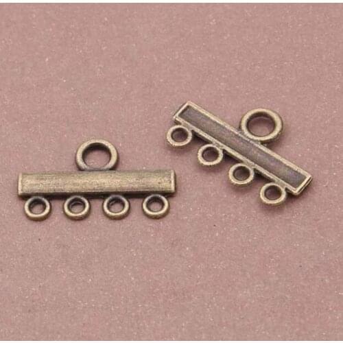22*13mm 25pcs Zinc Alloy Charms Antique Bronze Plated Four Holes Connection Head Jewelry Findings Accessories Fit Jewelry DIY