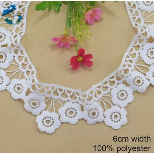 6cm white polyester embroidery lace french lace ribbon fabric guipure diy trims warp knitting sewing Accessories#4067