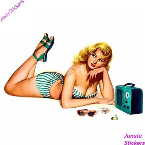 Car Styling Pin Up Girl Car Stickers Vintage Sexy Decal Bumper Window Truck Camper Car Body Waterproof Accessories KK13x10cm