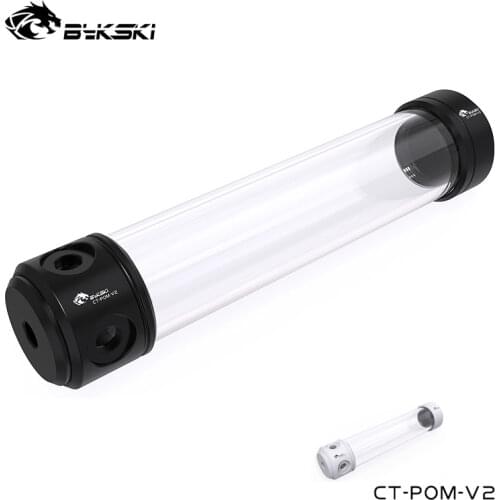 BYKSKI Computer Watercooling Build Reservoir, POM Water Tank 4 X G1/4" ,Support Use With Copper ,260MM,CT-POM-V2