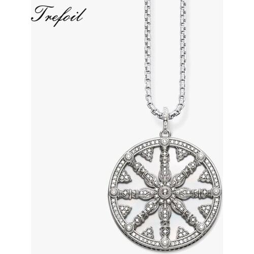 Link Chain Necklace White Wheel Colar, Fashion 925 Sterling Silver Jewelry Asia Ethnic Gift For Men Women Boy Girls 2018 New