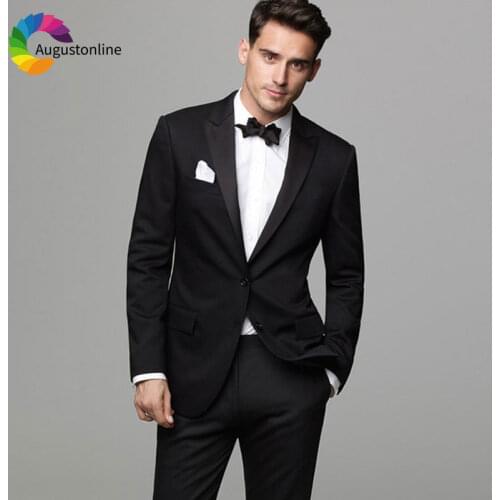 Black Mens Classic Suits for Wedding Man Blazer Custom Made Slim Fit Groom Tuxedo Jacket Pants 2Piece Terno Masculino Costume