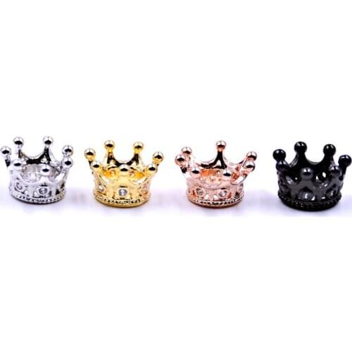 DIY Jewelry Micro Pave Zircon Crown DIY Bracelet Accessories Copper Brass Crown Beads & Jewelry