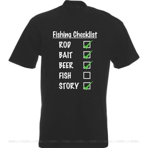 Funny Fishermans Checklist Fishing Angler T-Shirt Gift Cool Casual Pride T Shirt Unisex Fashion Tshirt Fast Shipping Large Size