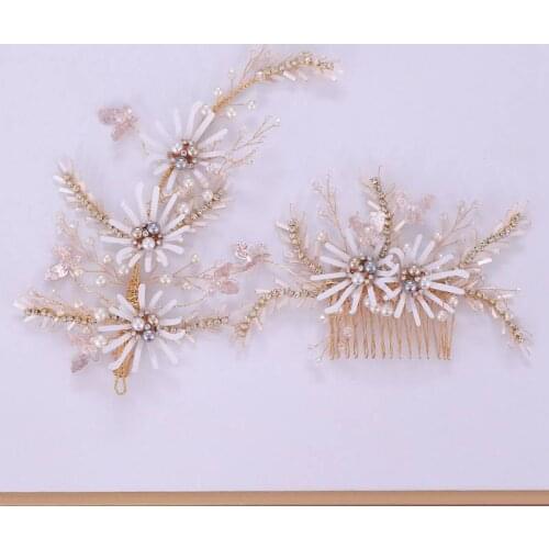 Crystal Flower Hair Comb Bride Hair Jewelry Set Comb Flower Wedding Headdress Beauty Forever Hair Accessories Wedding Decoration