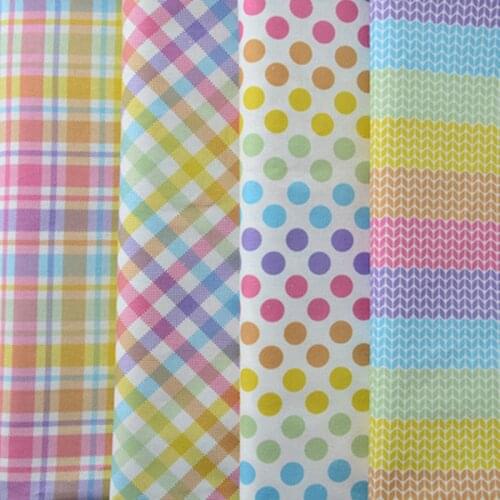 Rainbow Plaid Dots Cotton Printed Fabric Digital Printing Patchwork Sewing Children Clothes Skirt Home Decor Craft DIY Accessory