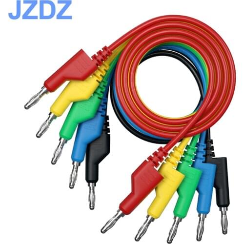 JZDZ 5pcs/set 4mm Banana Plug to Banana Plug Multimeter Test Leads cable 1m long 5 colors J.70054