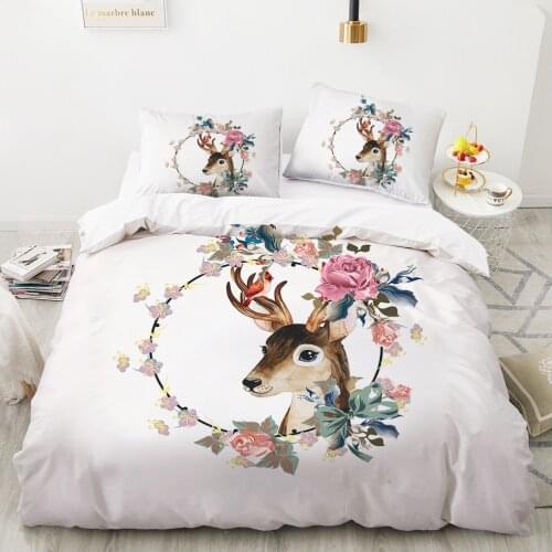 Bedding set King Queen Euro Duvet cover set pillow case Bed linens Quilt cover euro 220x240 240x260 Nordic simple deer