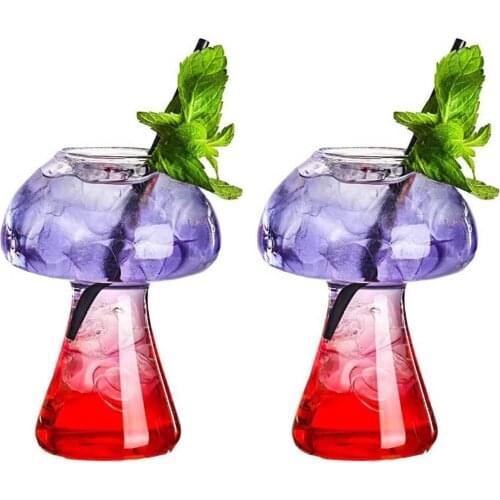 Creative Cocktail Glass New Net Red Mushroom Shape 250ml Glass 2-piece Set Suitable for KTV Food Bar Night Party