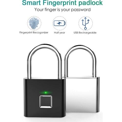 Mini Small USB Rechargeable Electronic Biometric Fingerprint Lock Door Security Padlock Luggage Lock Waterproof For Locker
