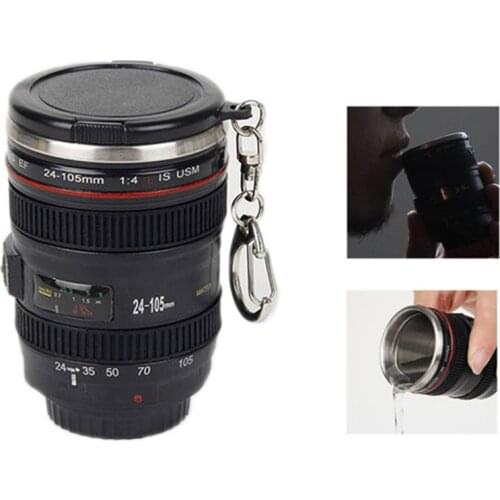 50ml Stainless Steel Mini Camera Lens Mug Protable Travel Shot Glass With Keychain Outdoor Camping Whisky Spirits Wine Cup Gifts