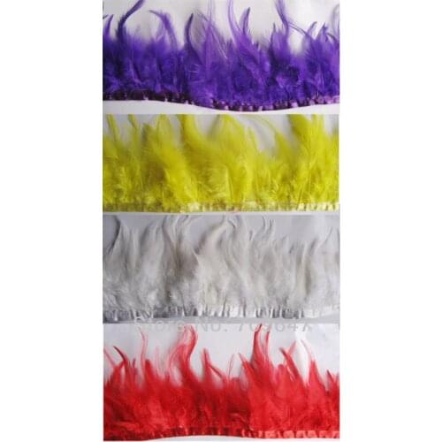Multicolor Hackle Feather Fringe Trim 2 Yards/lot Height 9-14cm Crafts/Costume/Sewing/Millinery,ruban plume