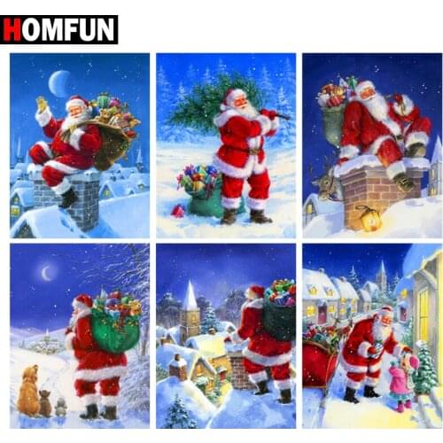 HOMFUN 5D Diamond Embroidery Needlework Kit "Christmas santa gift" Diy Diamond Painting Cross Stitch Home Decoration Gift