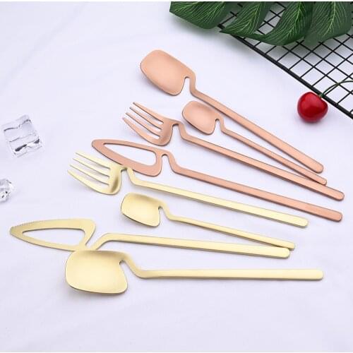 6/8/10Set Colorful Flatware Set Gold Cutlery Set 18/10 Stainless Steel Flatware Party Dinnerware Tableware Spoon And Fork Set