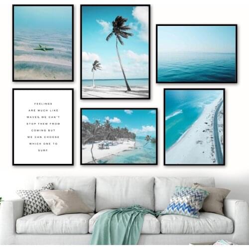 Tropical Sea Beach Starfish Palm Seascape Wall Art Canvas Painting Nordic Posters And Prints Wall Pictures For Living Room Decor