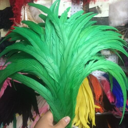 100pcs 30-35cm /12-14inch green natural loose rooster feather/cock feather/chicken feather for wedding decoration/cosplay