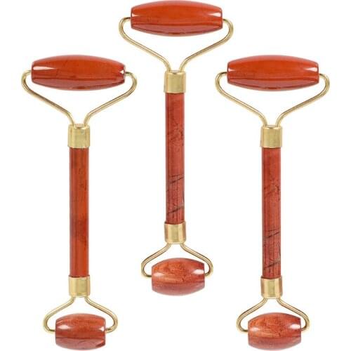 Natural Jade Roller Red Jasper Roller Double Head Wrinkle Removal Crystal Stone Facial Massager Skin Lift Beauty Care Best Gifts