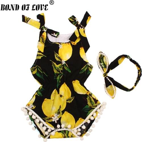 New 2020 Cute Newborn Toddler Infant Baby Boy Girl Summer Sleeveless Floral Bodysuit Headband 2pc Jumpsuit Infant Clothes