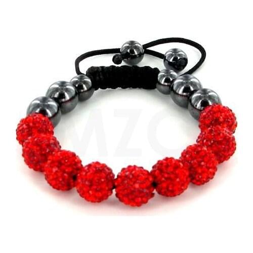 New Style! Free Shipping!10mm handmade Disco Ball Beads men RED bracelet . fasion jewelry wholesale