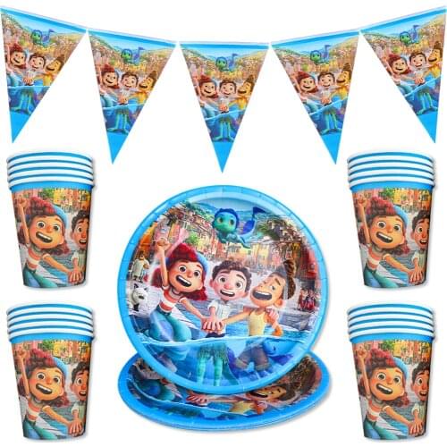 Disney Luca Party Ocean Cartoon Character Theme Disposable Party Tableware Accessories Plate Cup Tissue Candy Box