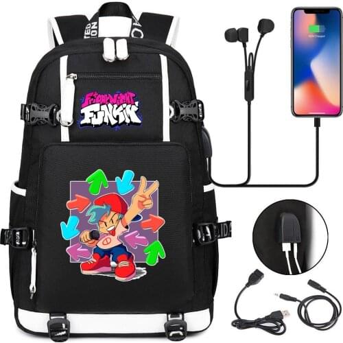 Hot Game Friday Night Funkin Backpacks School Bag Bookbag for Teenage Kids Travel Bagpack USB Laptop Shoulder Bags