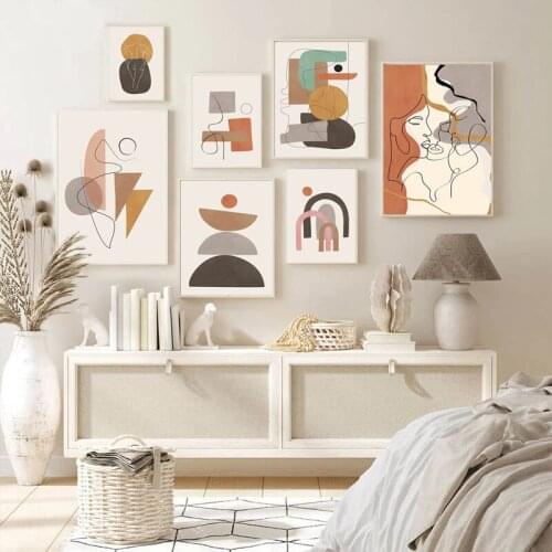 Bohemian Style Printed Posters Abstract Geometric Lines Graphic Canvas Oil Painting Minimalist Wall Art Modern Living Room Decor