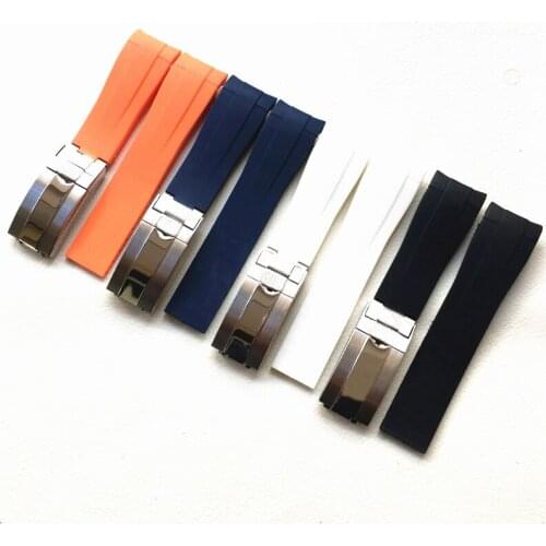 21mm*18mm Black Blue White Orange Curved End Silicone Rubber Watchband For Role strap for DEEPSEA 42mm Dial Bracelet