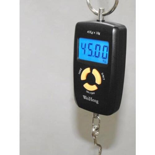 Mini Hand Held hanging scale 45kg/10g LCD Digital Traveling Fishing Pocket Suitcase Hook Weight Luggage Scale
