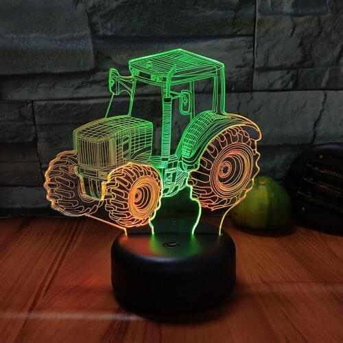 Farm Tractor USB 3D Night Lamp Color Changing Touch Nightlight Children Bedroom Table Lamp Party Holiday Decoration Best Gift