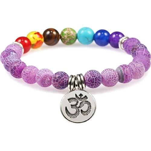 Trendy Bracelet Yoga 7 Chakra Black Lava Natural Stone Bead Charm Bracelets Healing Reiki Buddha lotus Pendant Women Men Jewelry