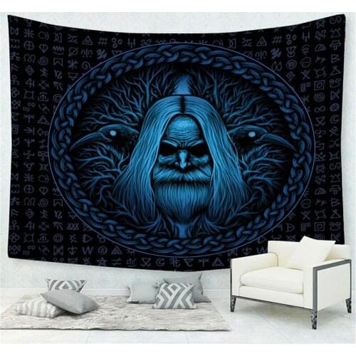 Viking Raven Tapestry Wall Hanging Blanket Bedroom Decor Viking Runes Carpet