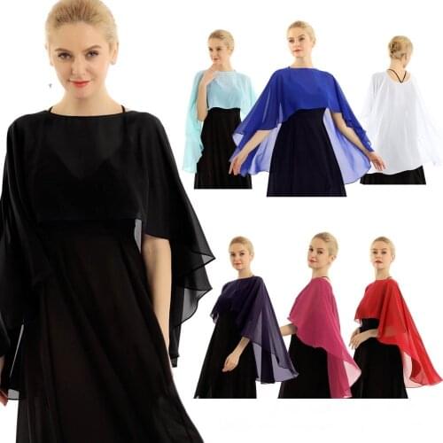 High Low Women Long Chiffon Cape Shawl Wedding Jacket Shrug Bolero Wraps Mariage Bolero Bridal Evening Party