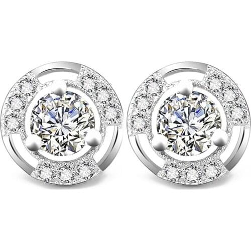 GNE1056 100% Fine 925 Sterling Silver Earring Beauty Lovely Crystal Flower Earrings Fashion Jewelry For Women